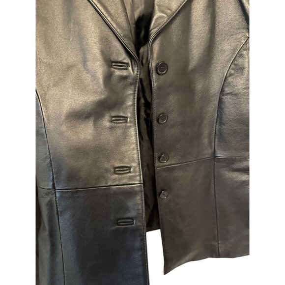Vintage John Paul Richard Womens Black Leather Blazer Jacket Size 12 - Picture 5 of 5